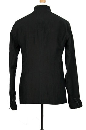 Masnada Men Jacket Black linen, slight crinkle finish jacket view 3 Masnada Men Jacket Black linen, slight crinkle finish jacket view 3